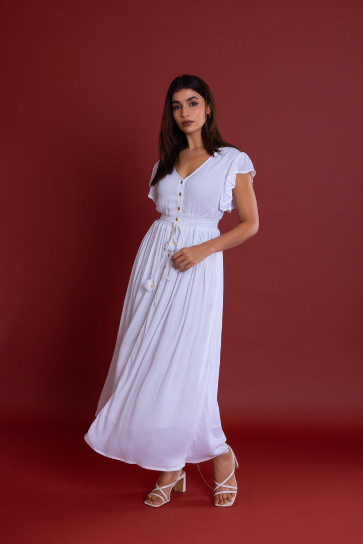 Bohemian White Button Down Maxi by Label Reyya - view 6