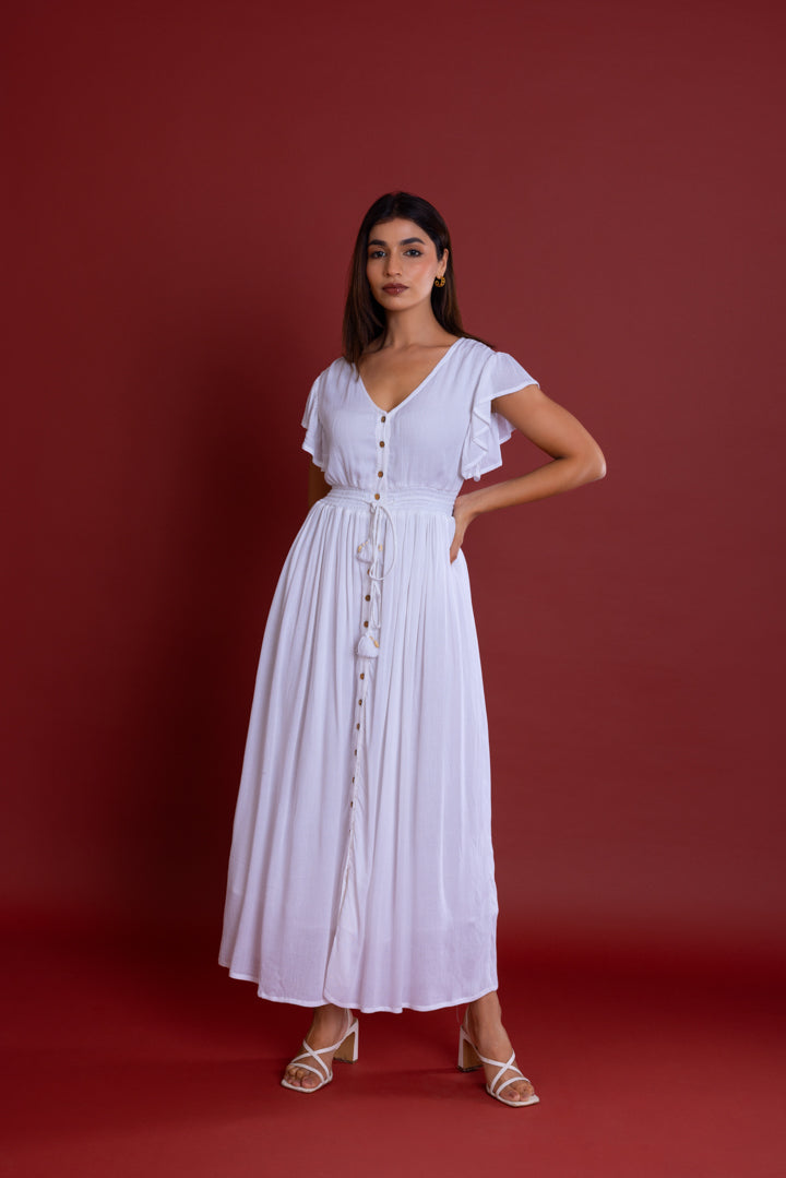 Bohemian White Button Down Maxi by Label Reyya - view 7