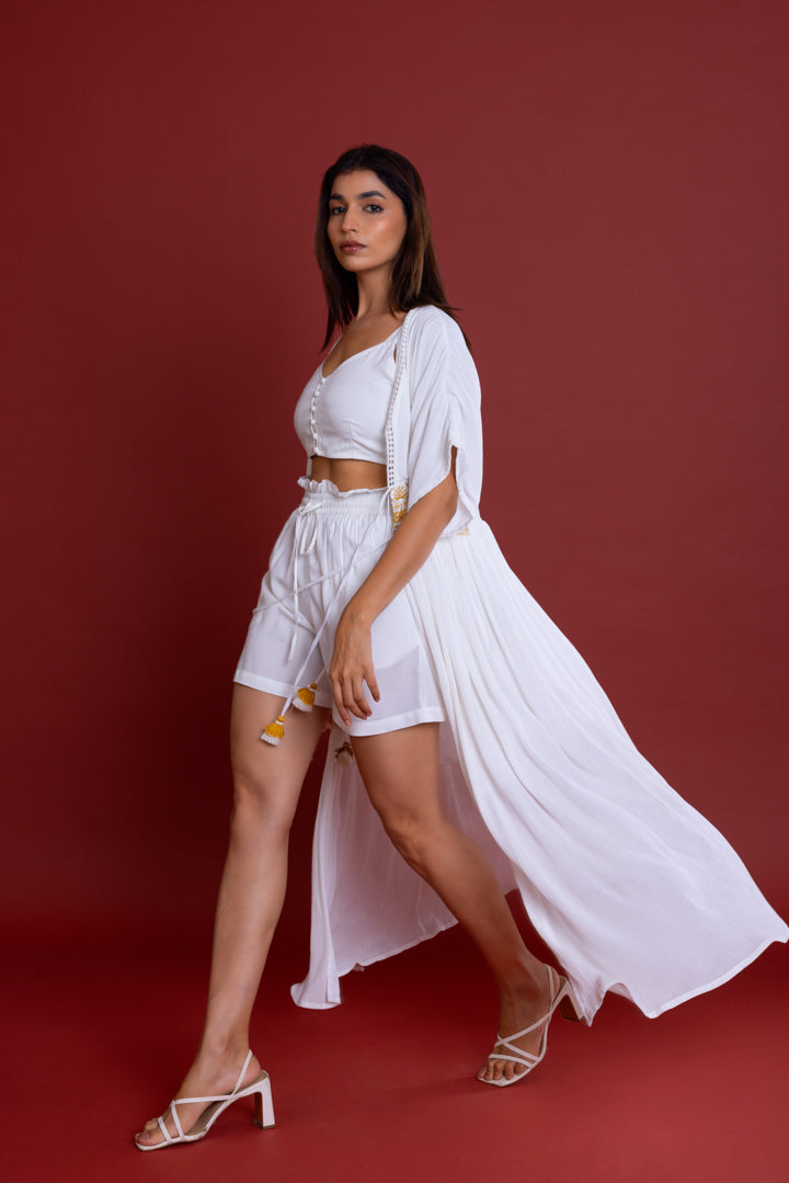 Semi Sheer Tie-Up Front Kimono by Label Reyya - view 4