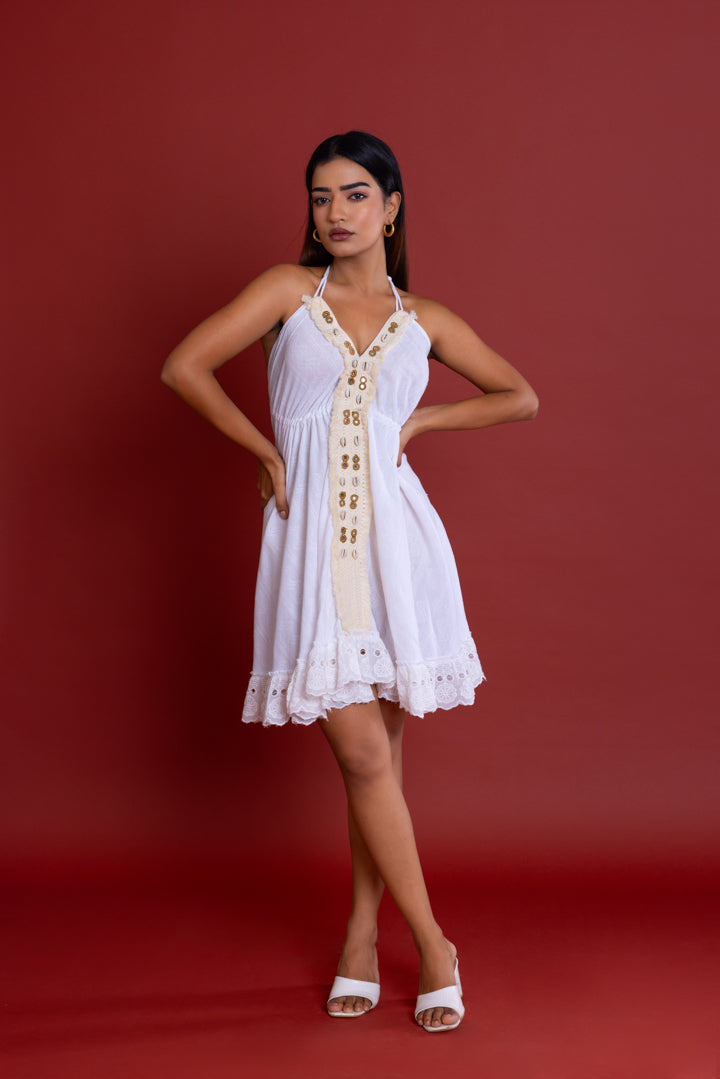 Off-white Shell Backless Dress — Off White