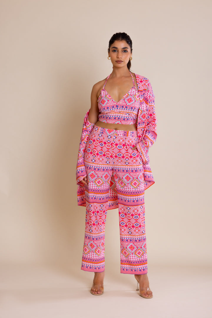 Fuchsia Abstract Printed Co-ord Set — Multi