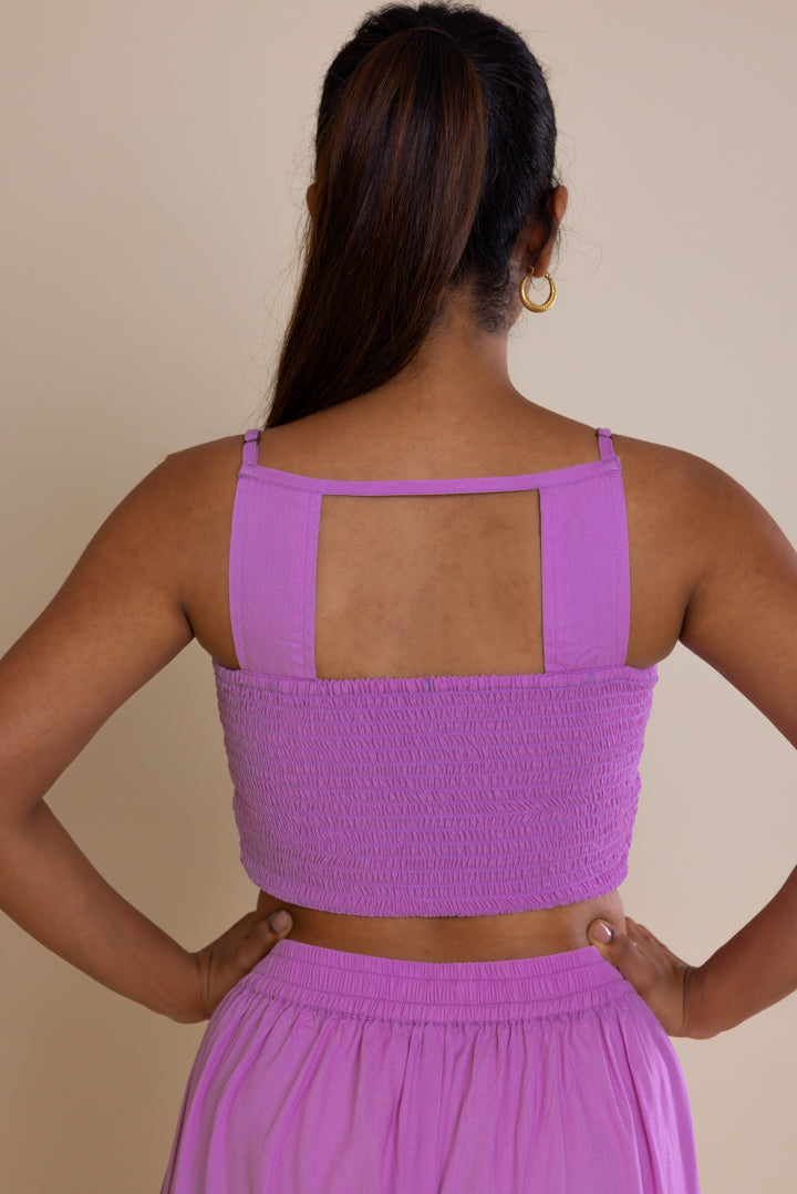 Solid Purple V-Neck Cord-set by Label Reyya - view 6