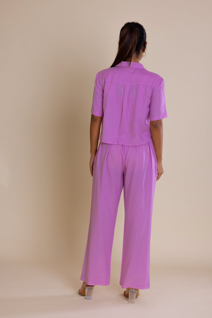 Solid Purple V-Neck Cord-set by Label Reyya - view 8