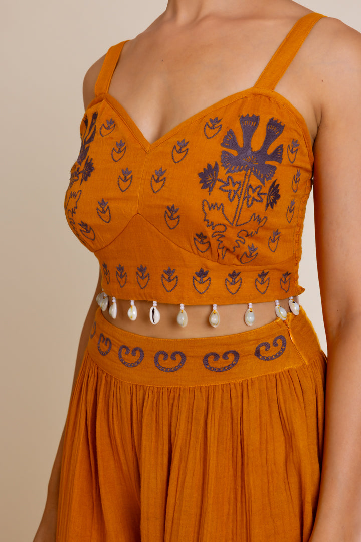 Mustard Embroided Co-ord Set by Label Reyya - view 8