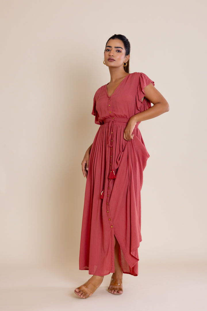 Bohemian Rust Button Down Maxi by Label Reyya - view 6