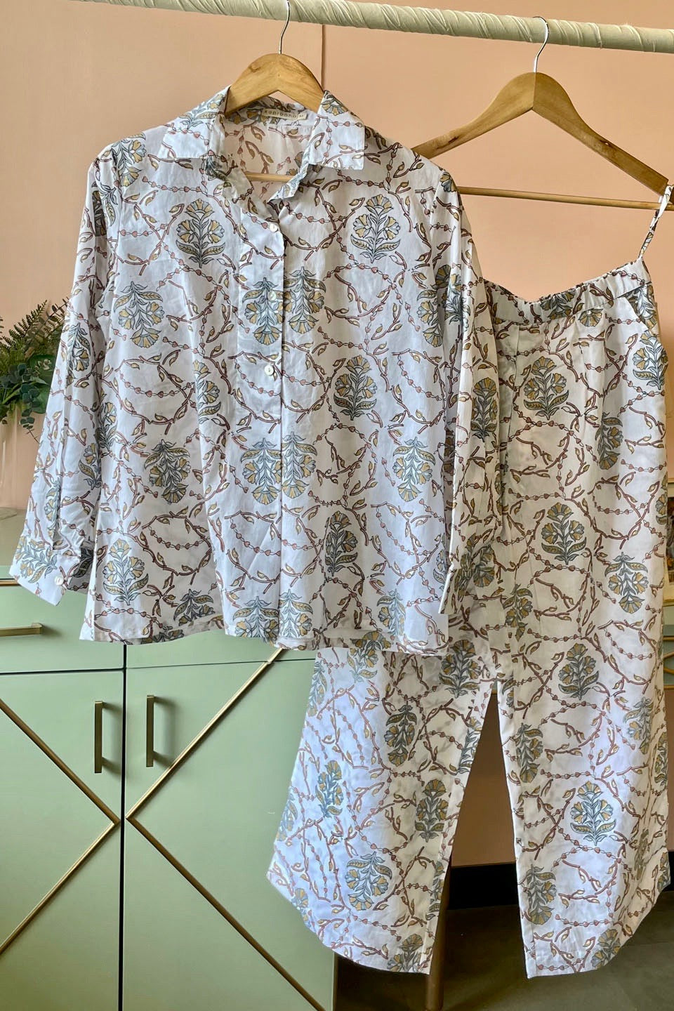 White Floral Cotton Co-ord Set (Set of 2)