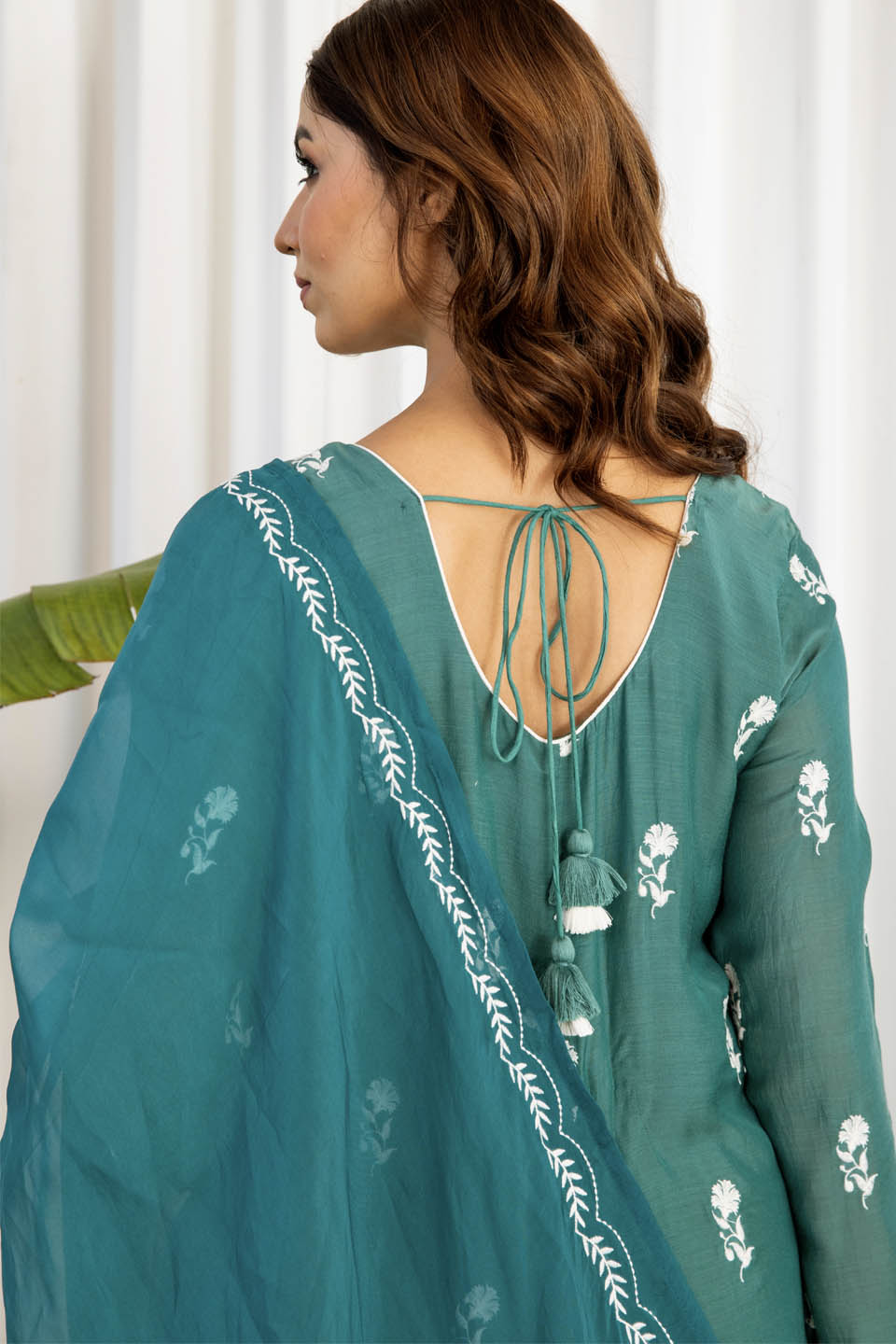 Sapphire Green Anarkali (Set of Two) by Kapraaha - view 8