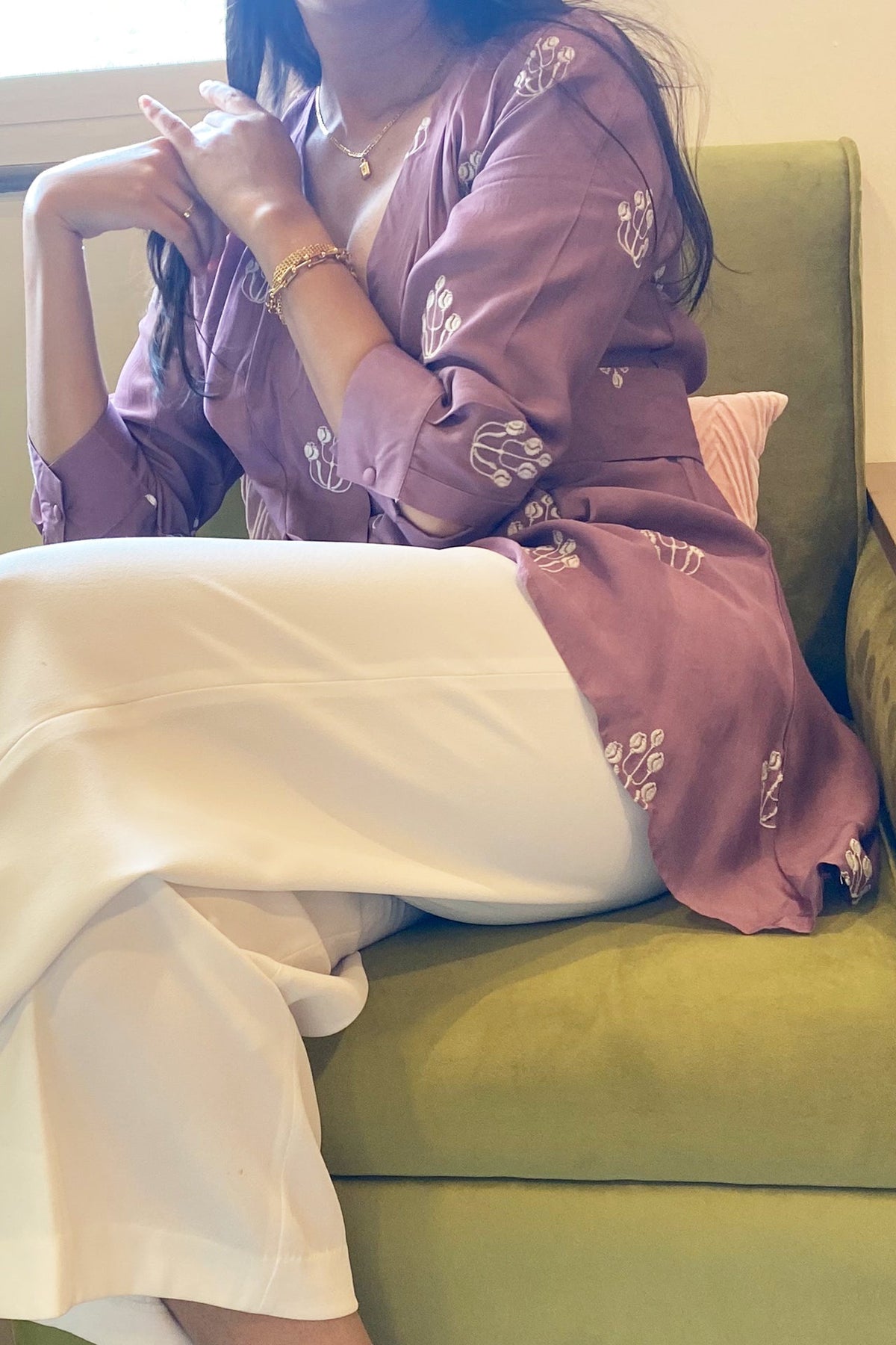 Purple Embroidered Wrap Top by Kapraaha - view 4