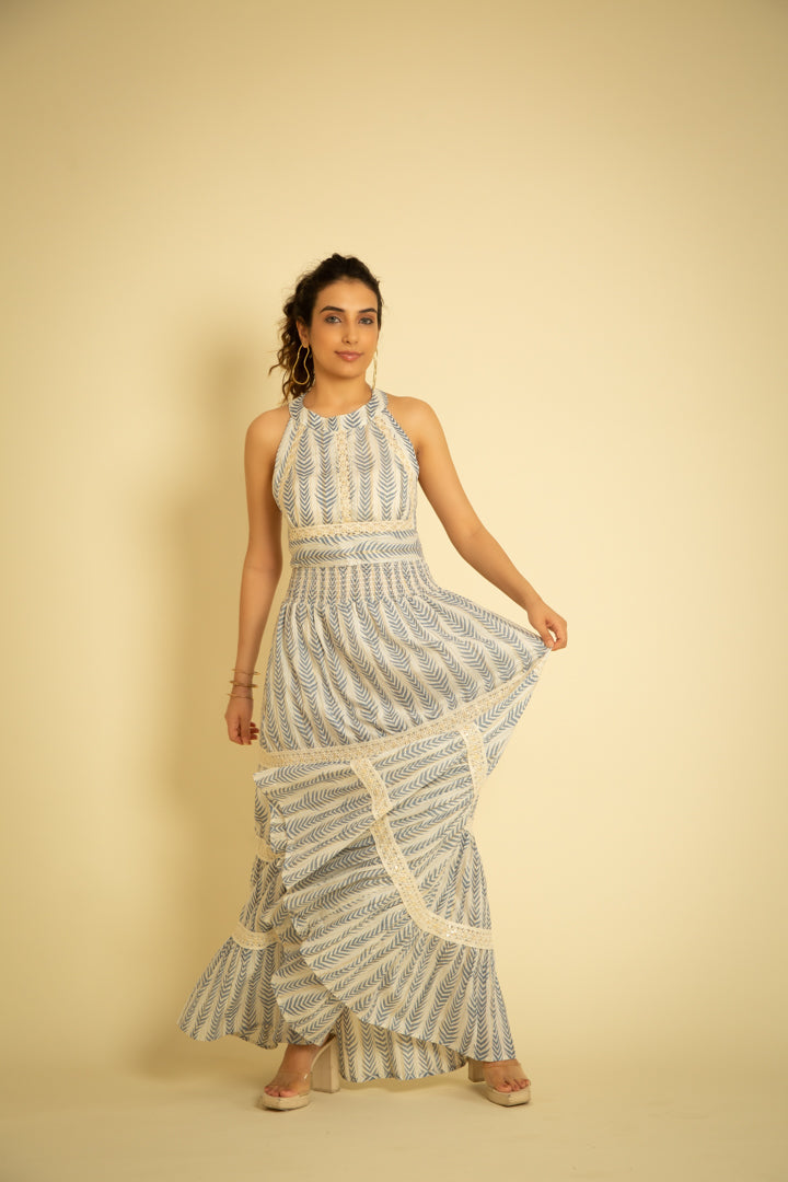 The Mykonos Halter Back Tie Up Maxi by Label Reyya - view 6