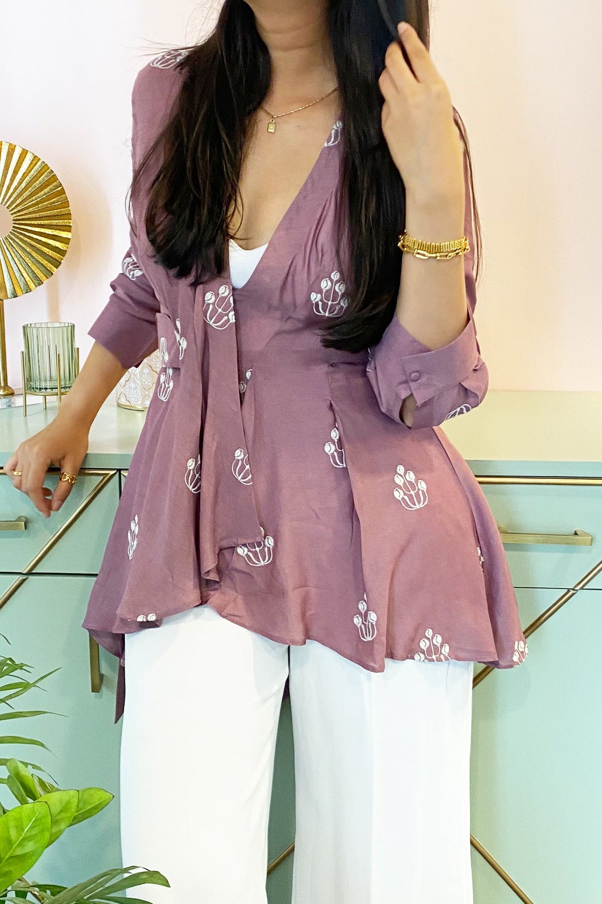 Purple Embroidered Wrap Top by Kapraaha - view 5