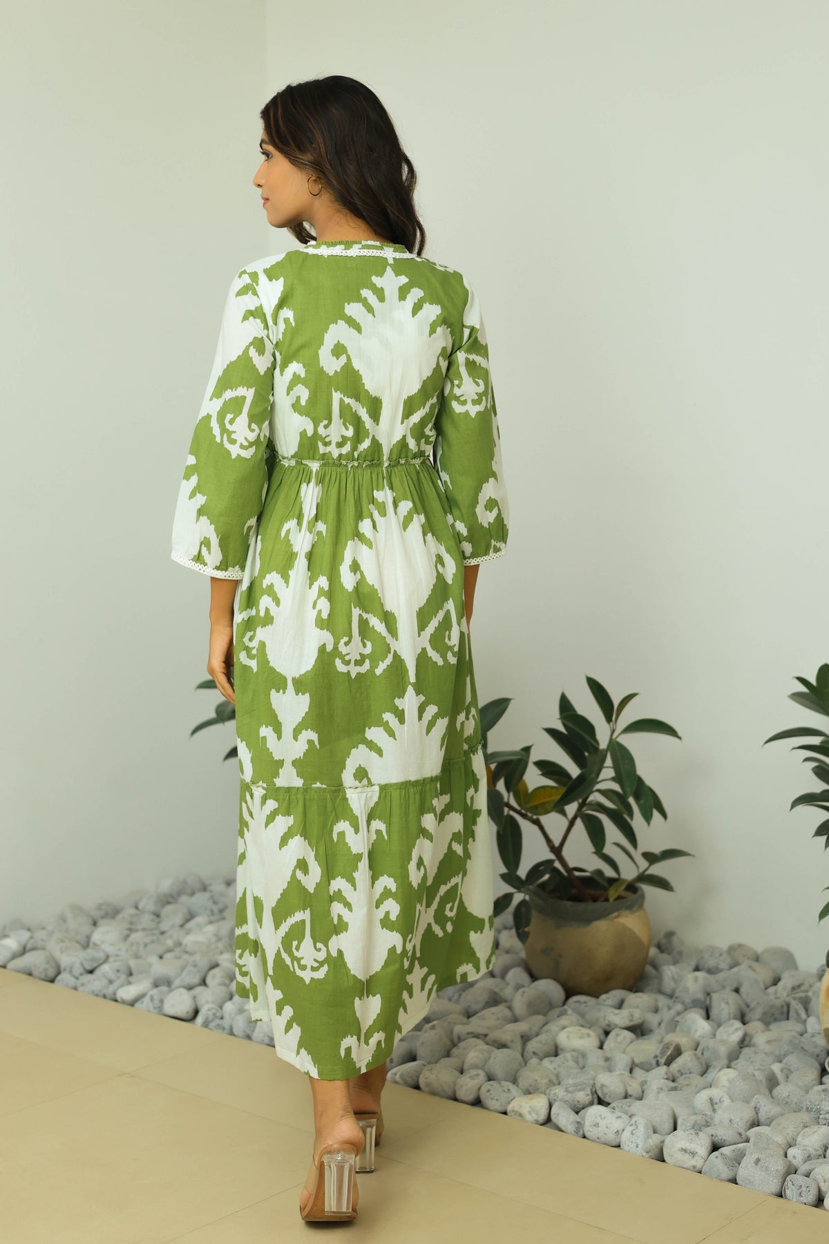 Bohemian Tribal Print Green Maxi by Label Reyya - view 4