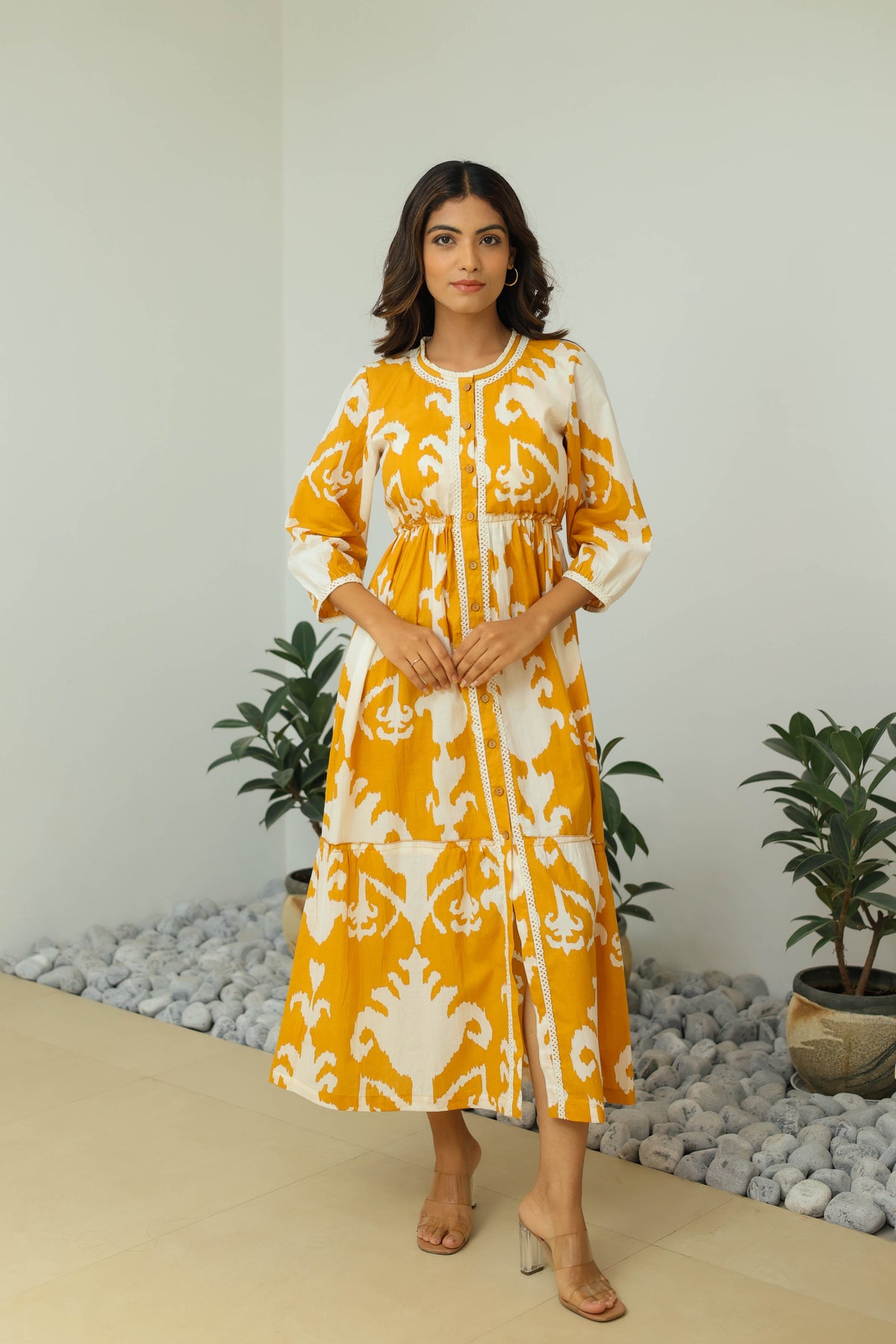 Bohemian Tribal Print Yellow Maxi by Label Reyya - view 4