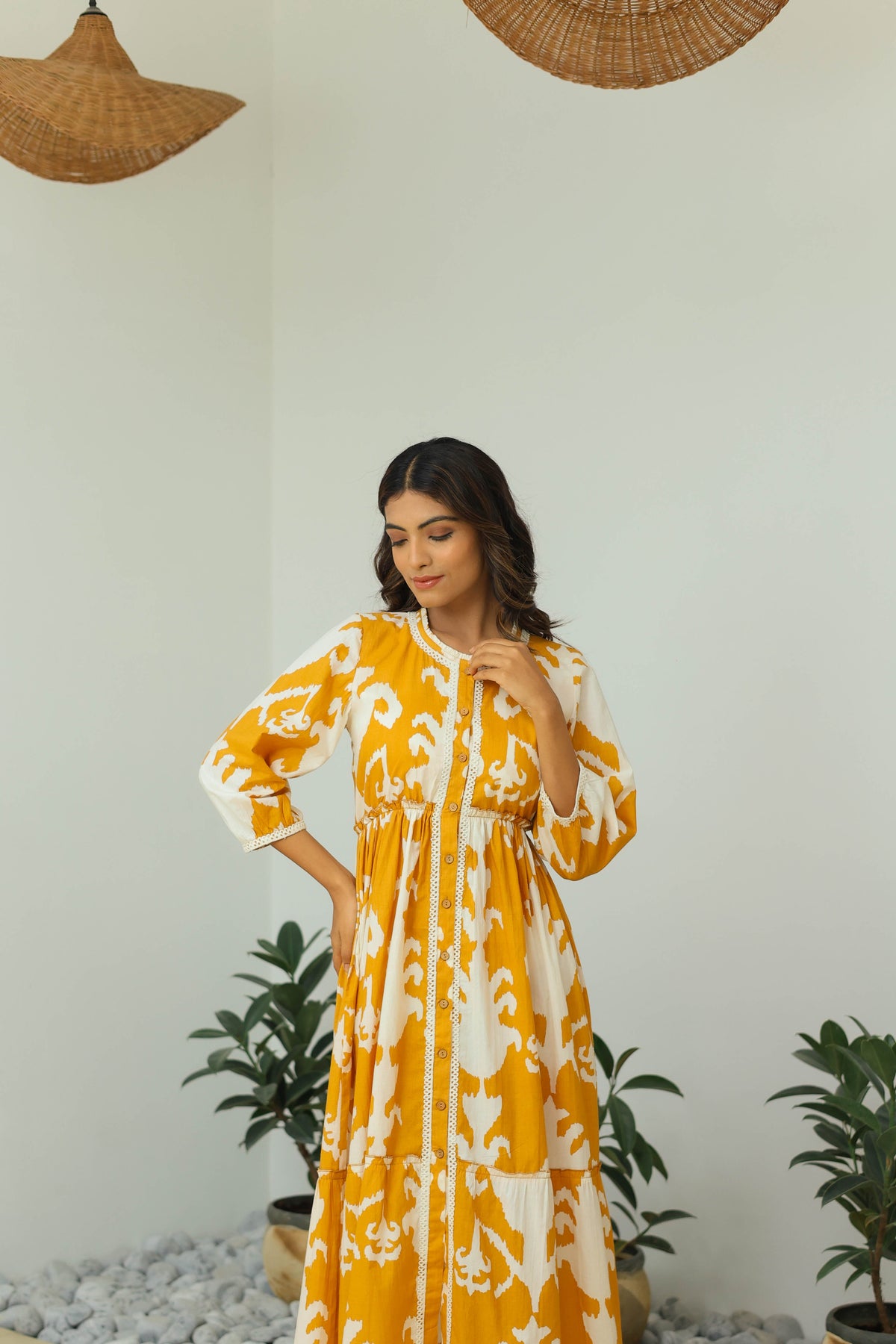 Bohemian Tribal Print Yellow Maxi by Label Reyya - view 5