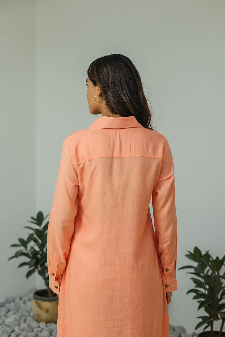 Peach Solid Cotton Co-ord Set (Set of 2)
