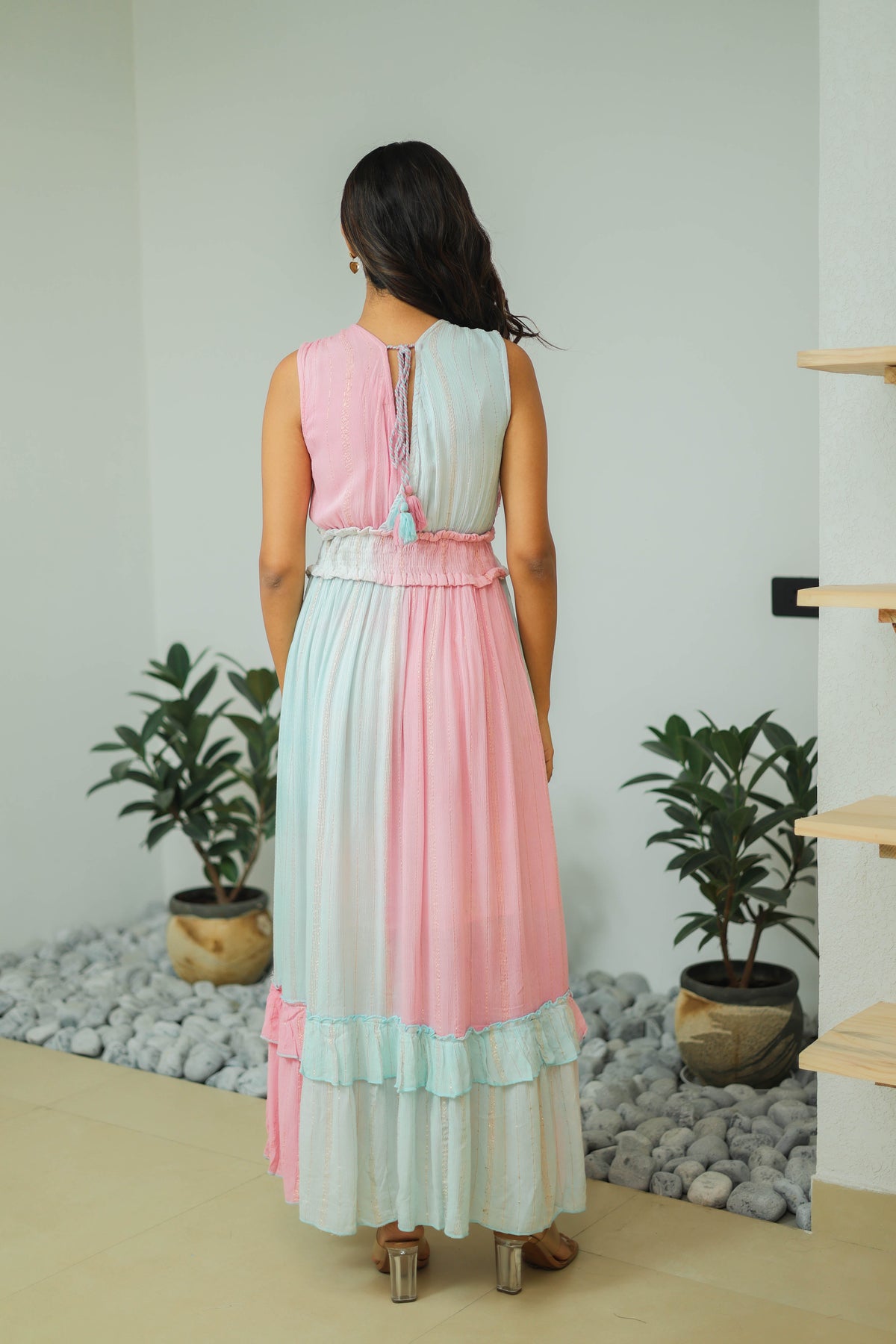 Nicola Cross-Neck mirror Work Blue Summer Maxi by Label Reyya - view 3