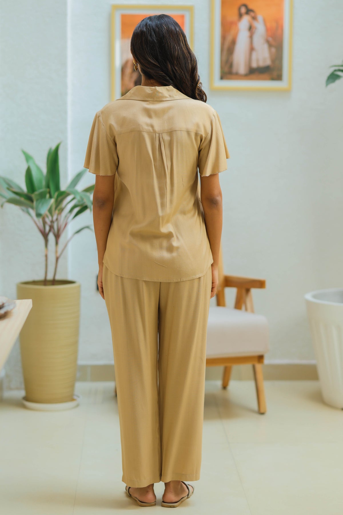 Solid Brown Boho Cord set by Label Reyya - view 4