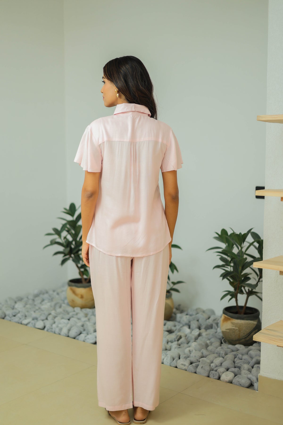 Solid Light Pink Boho Cord set by Label Reyya - view 3