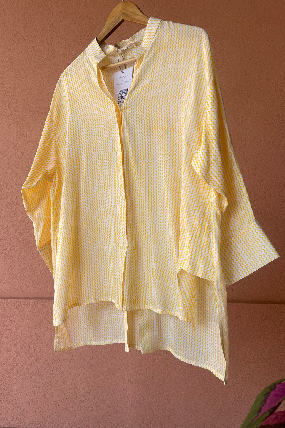 Chevron Yellow Muslin Shirt by Kapraaha - view 3