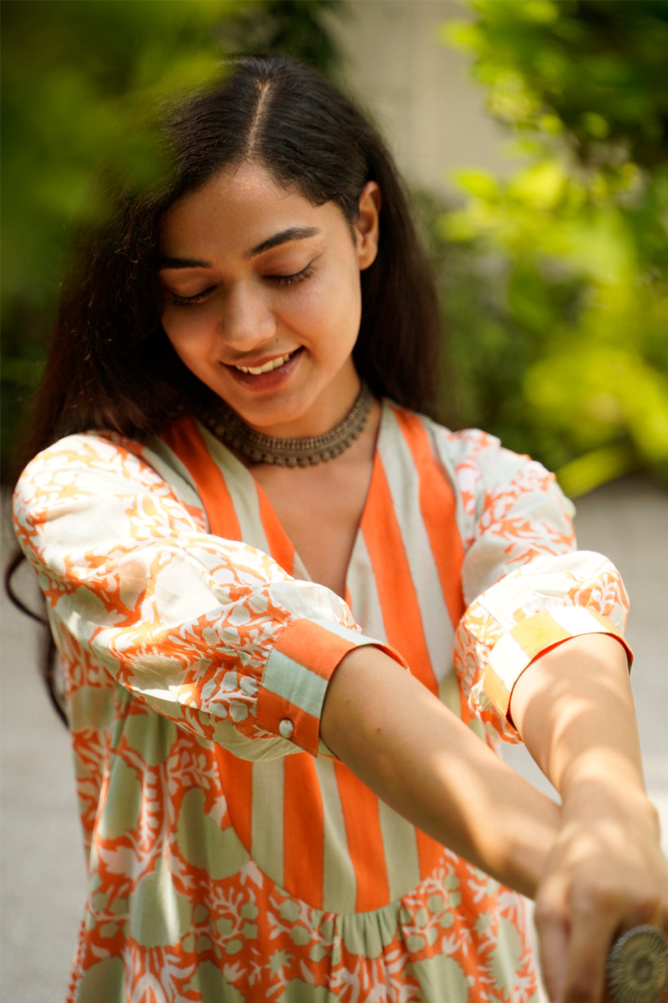Orange Floral Cotton Maxi by Kapraaha - view 5