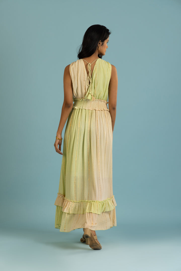 Nicola Cross-Neck mirror Work Green Summer Maxi by Label Reyya - view 3