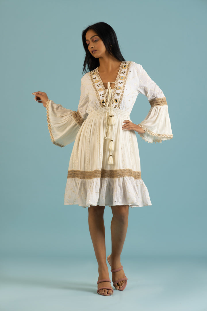 Jute Laced Off-White Dress — Off White