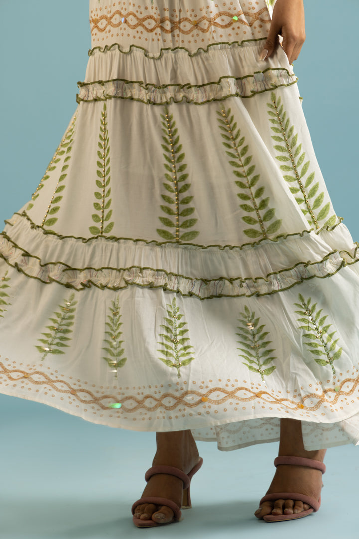 Riva Boho Green Ruffled Resort Maxi by Label Reyya - view 6