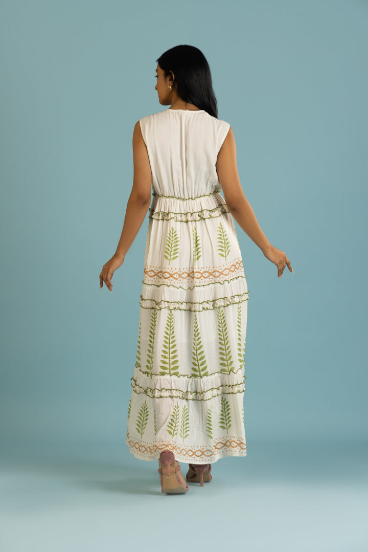 Riva Boho Green Ruffled Resort Maxi by Label Reyya - view 4