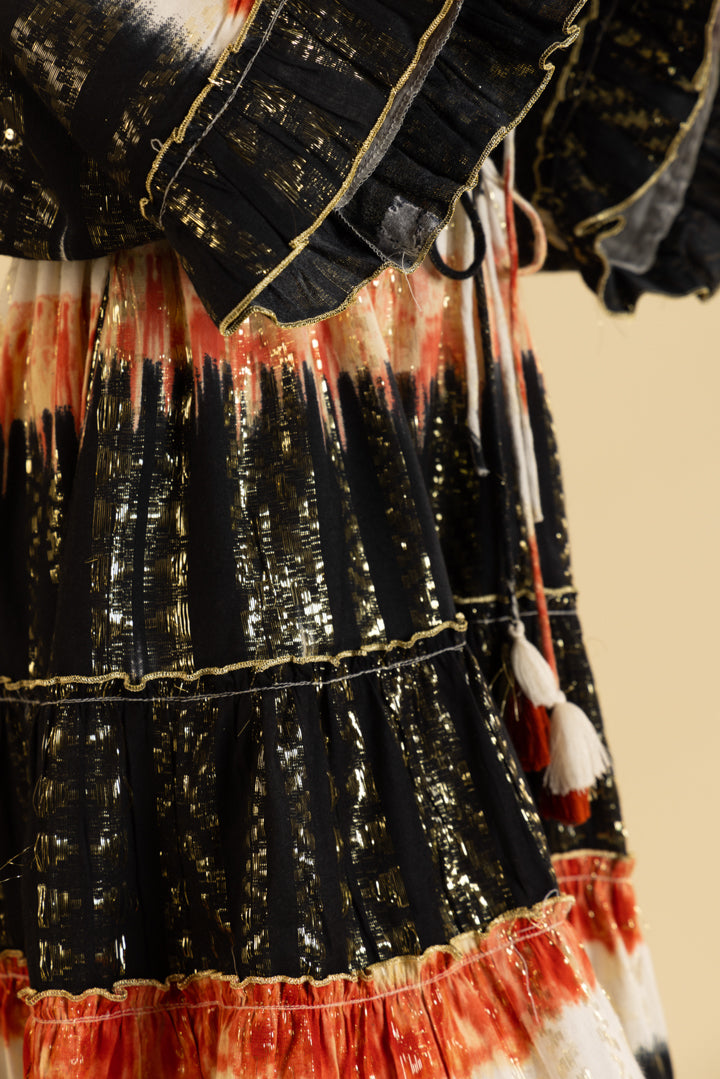 Layla Black Sunlit Ombré Boho Mini-Kaftan Dress by Label Reyya - view 9