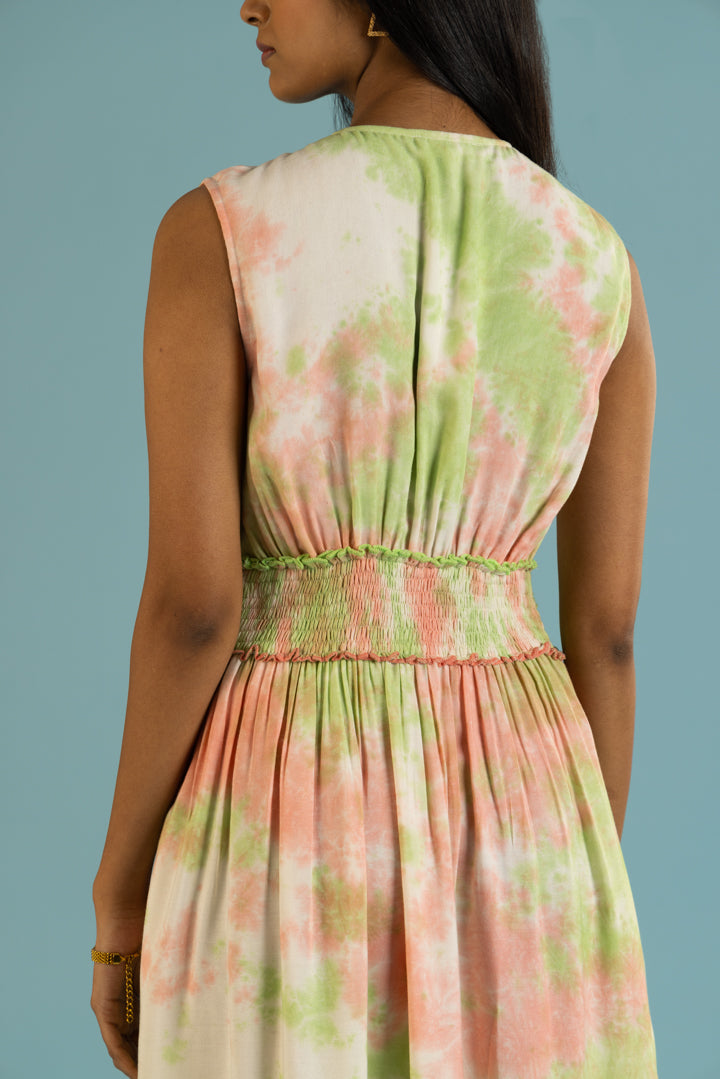 Flavia Tye-dye Botanical Boho Green Maxi by Label Reyya - view 6
