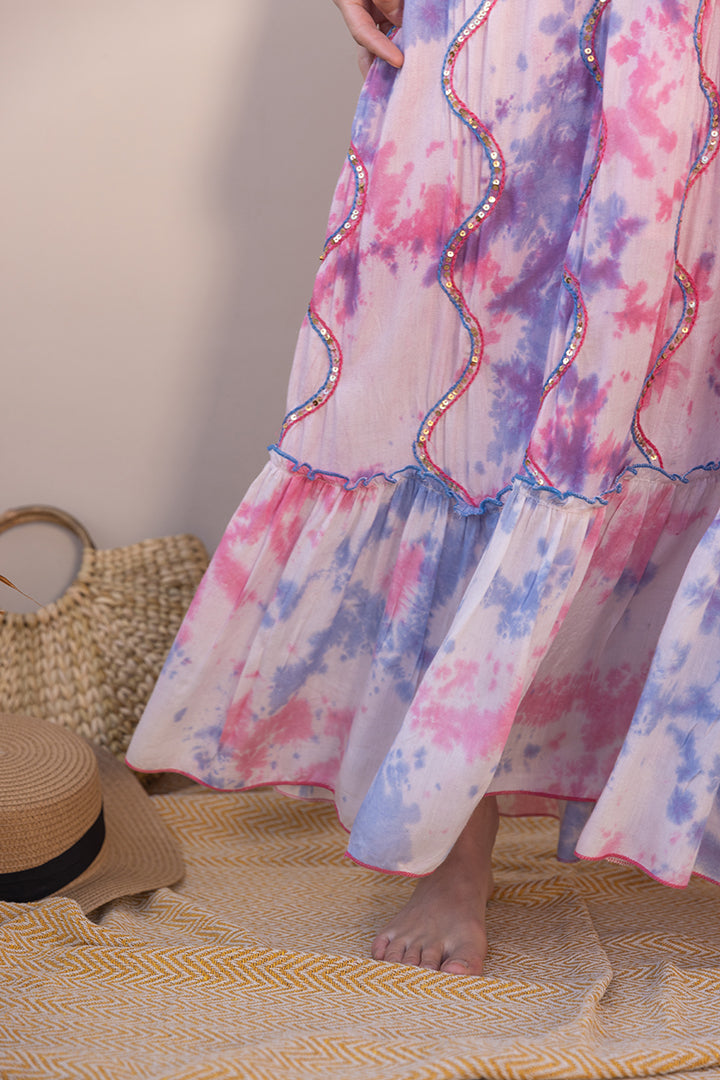 Flavia Tye-dye Botanical Boho Pink Maxi by Label Reyya - view 5