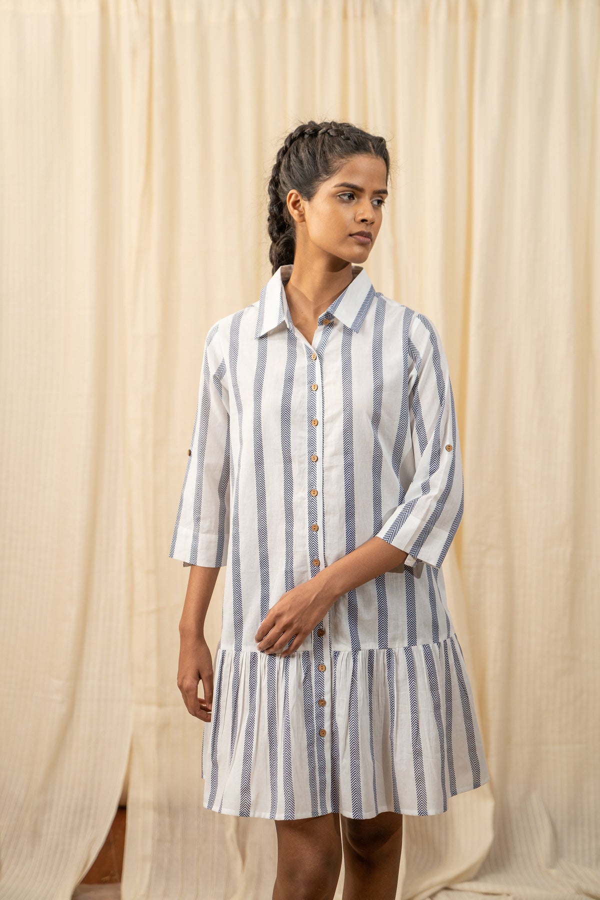 Blue And White Stripe Shirt Dress