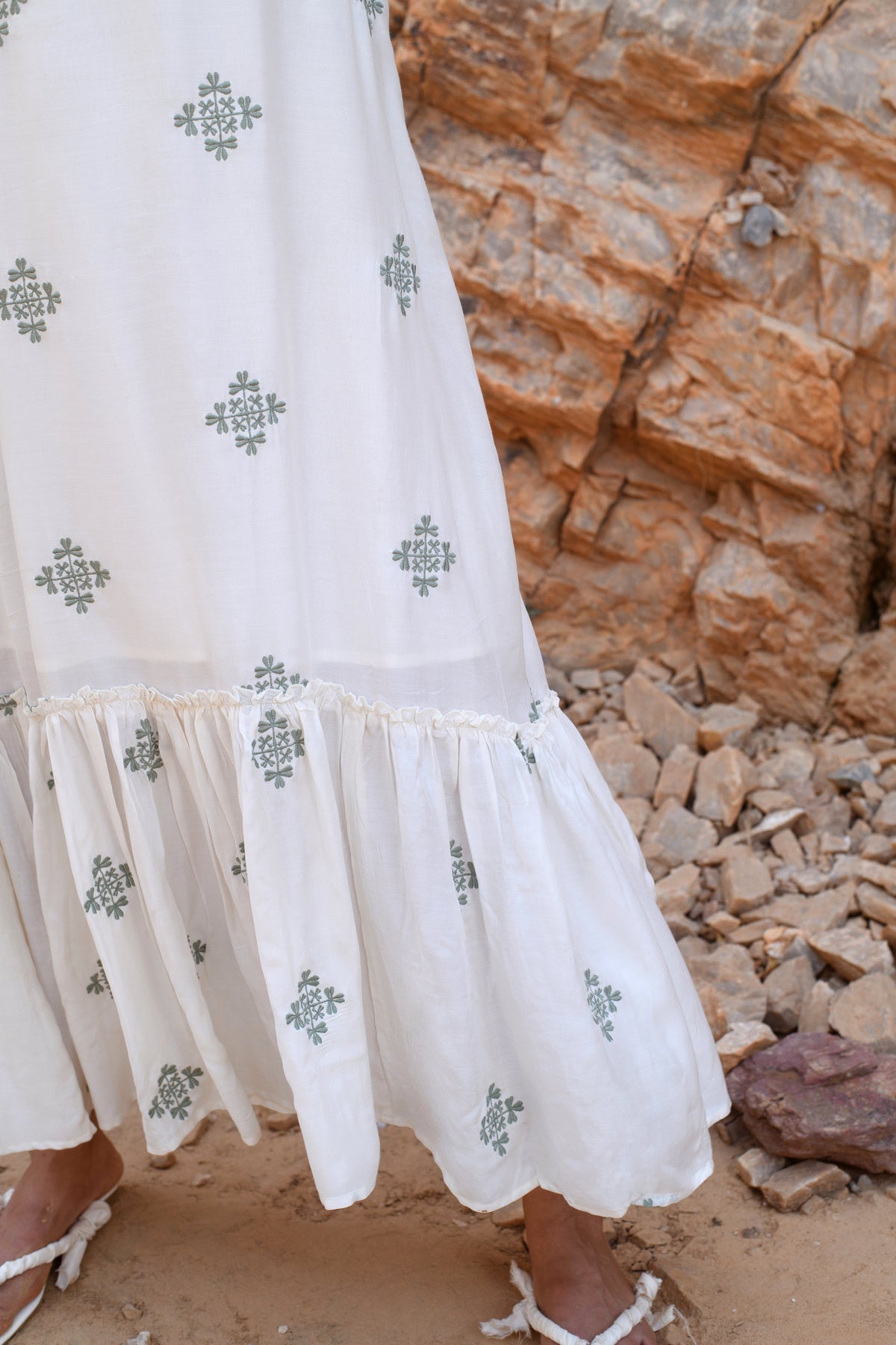 Off white Strappy Maxi by Kapraaha - view 5