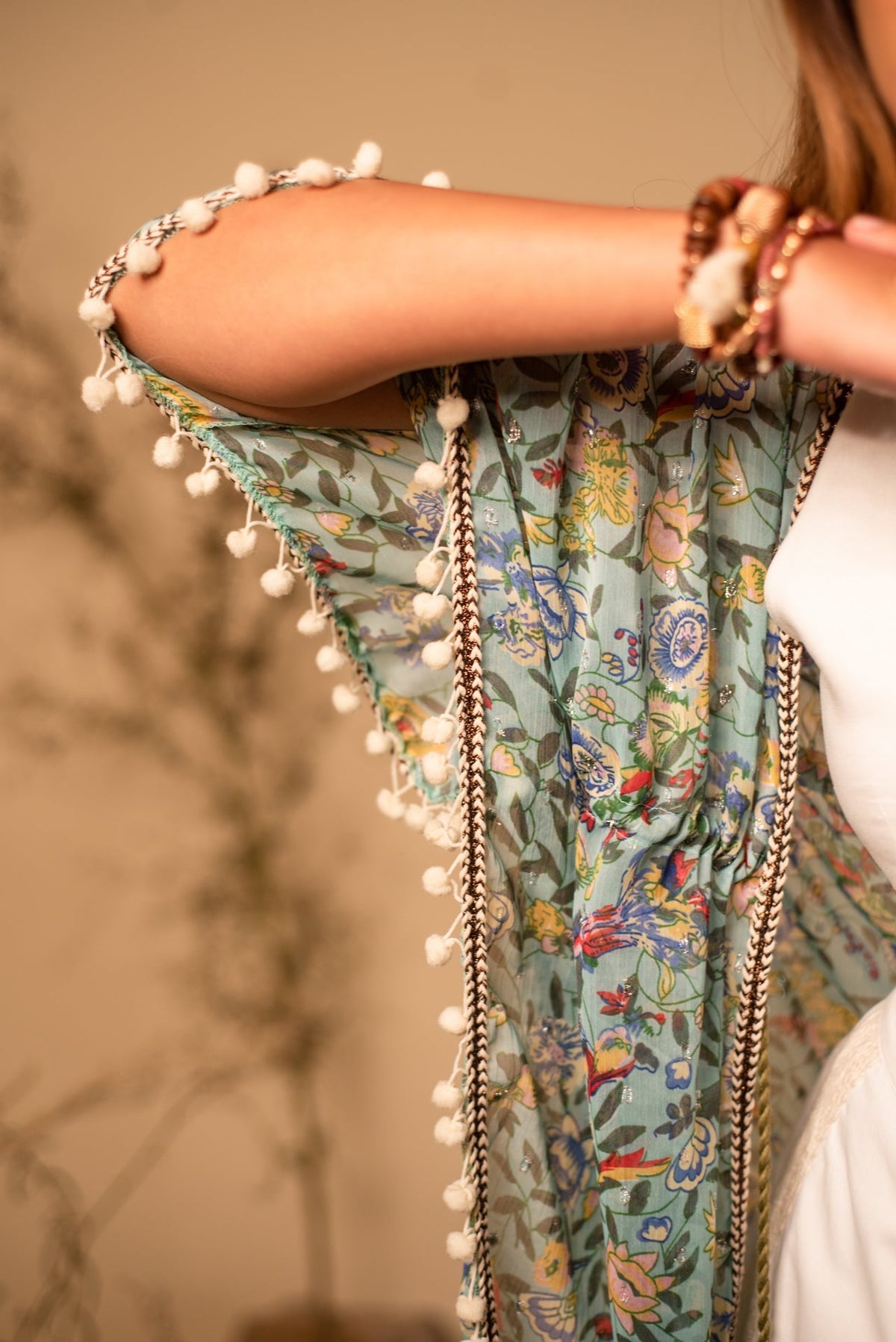 Green Floral Printed Kaftan by Label Reyya - view 4