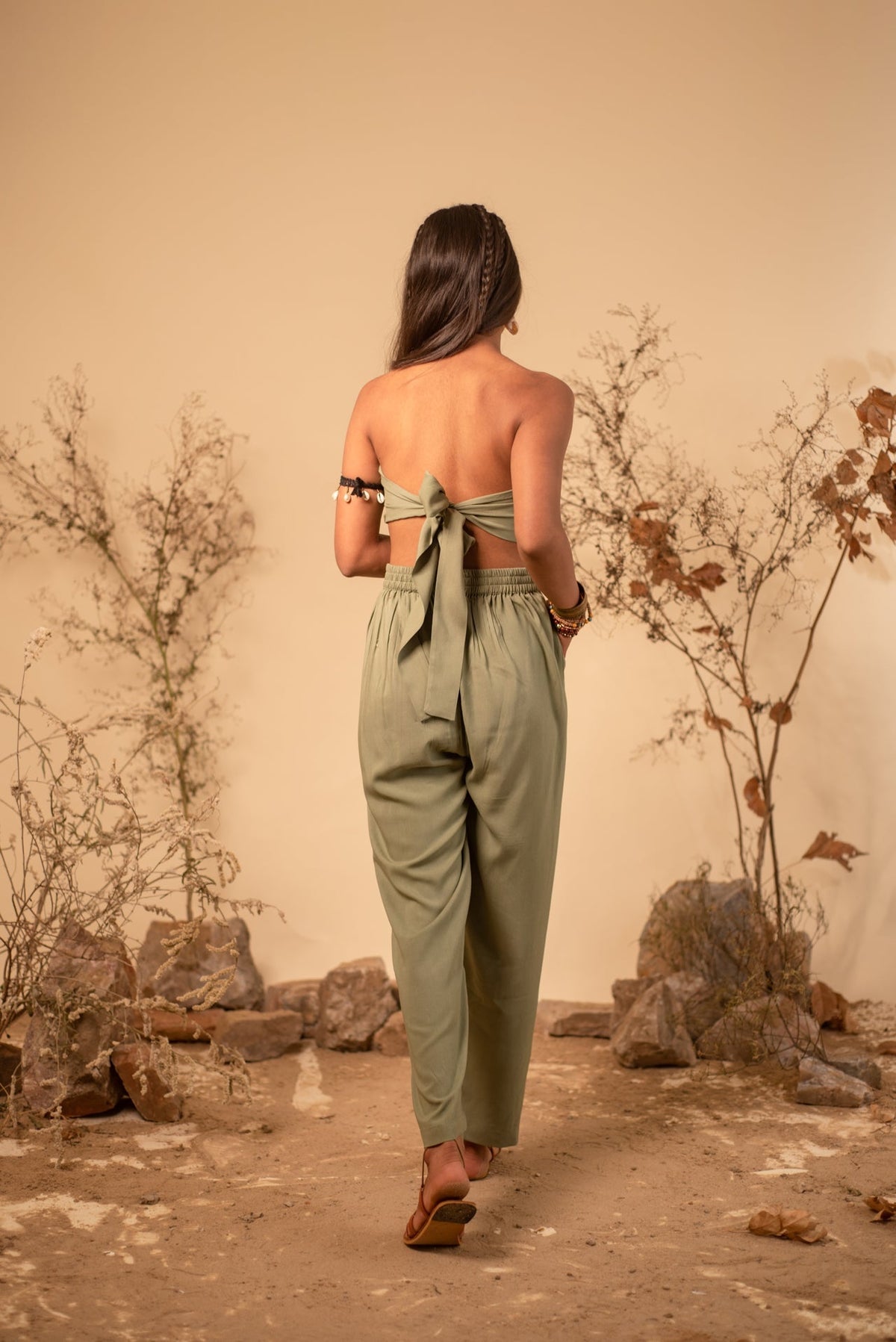 Sage Green Straight Pants by Label Reyya - view 3