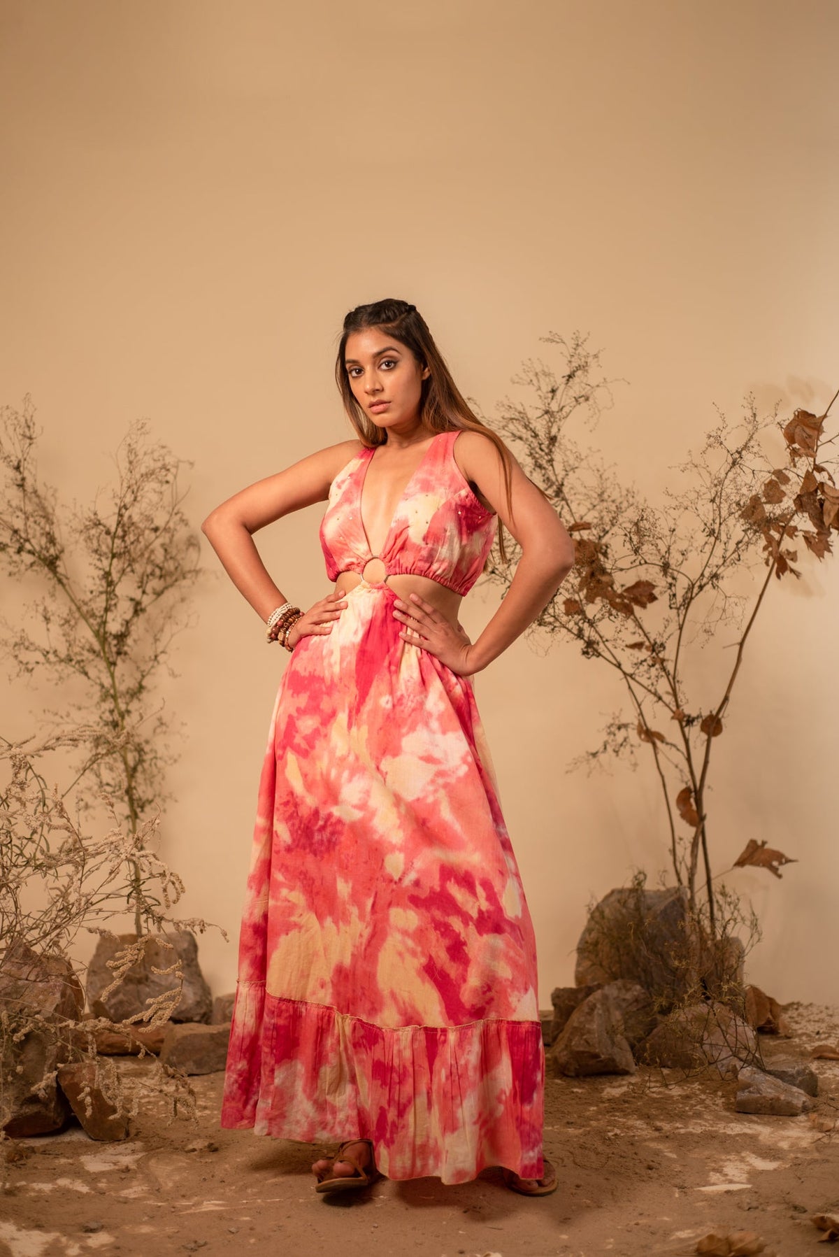 Tie-Dye Ring Tiered Maxi Dress by Label Reyya - view 5