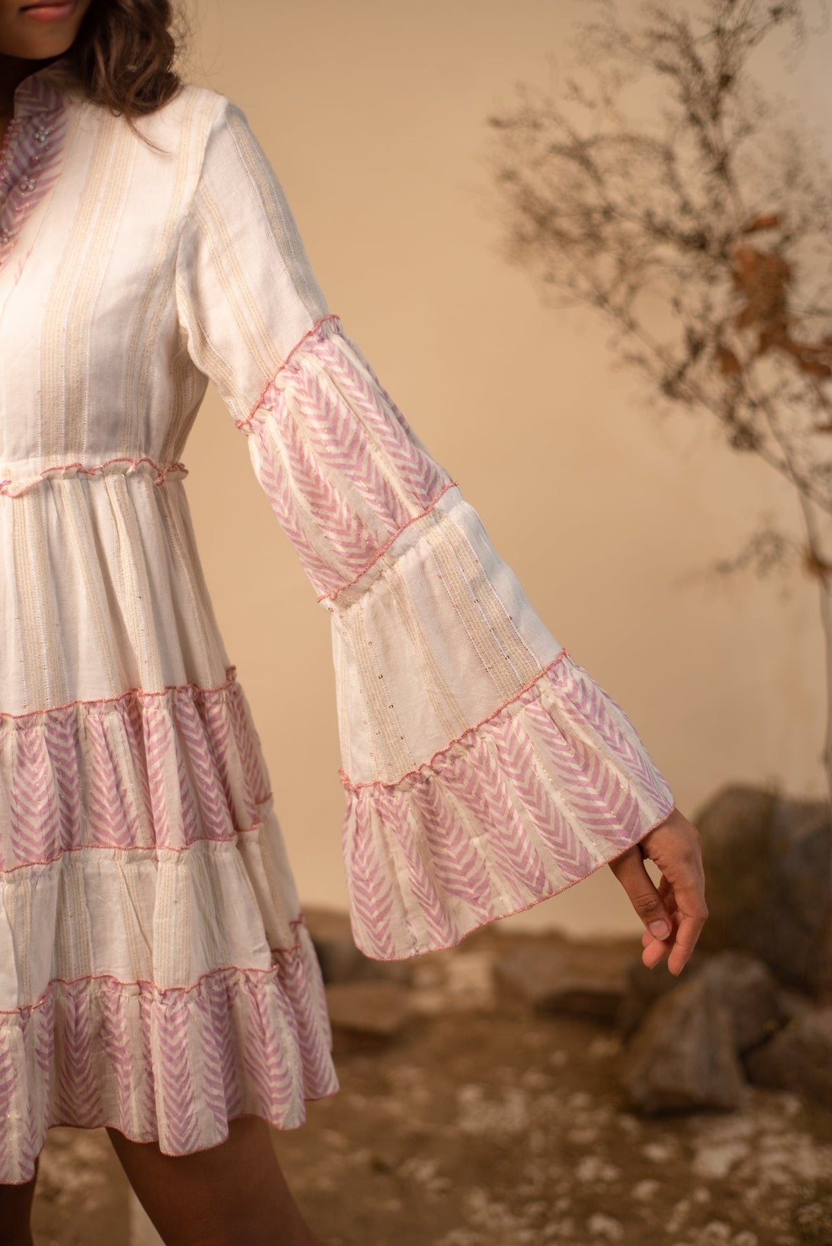 Lavender & White Shell Dress by Label Reyya - view 6