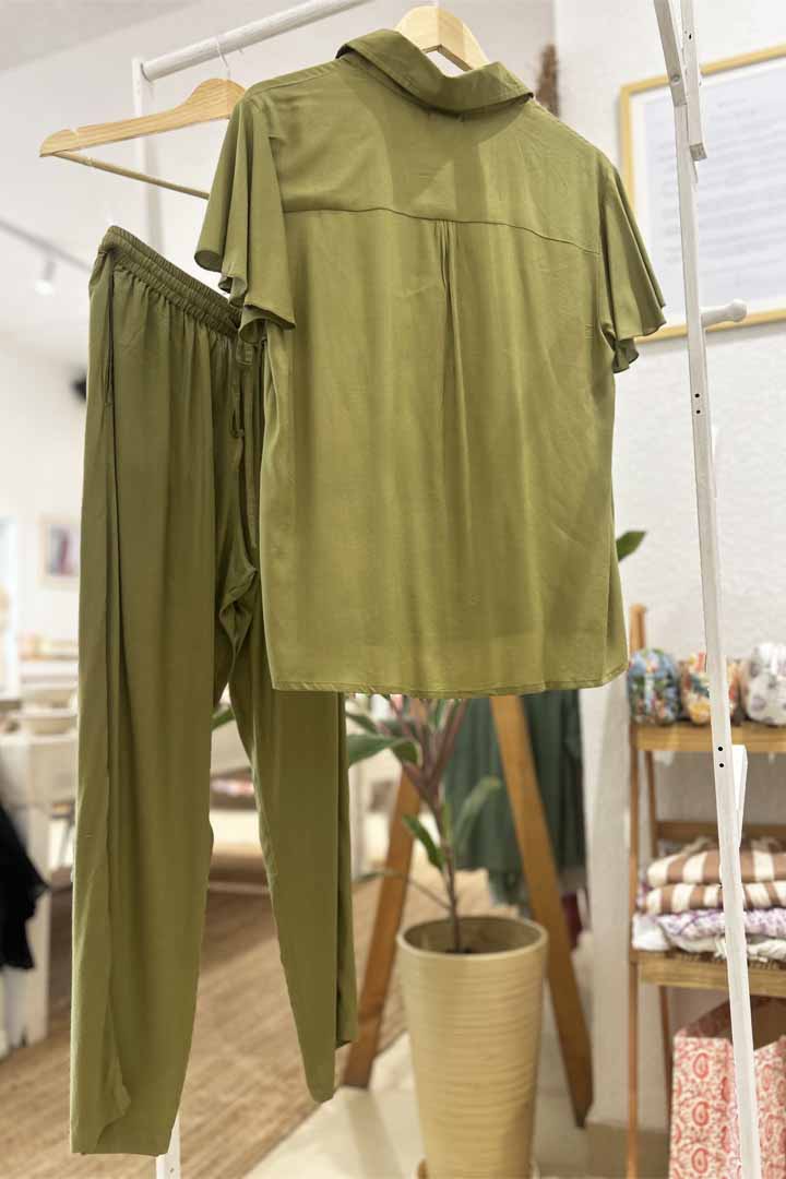 Solid Sage Green Boho Cord set by Label Reyya - view 4