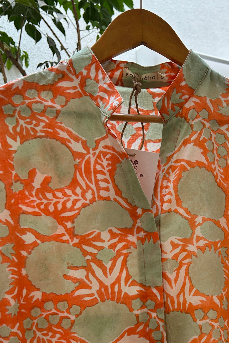 Orange Floral Cotton Tunic Co-Ord Set (Set of Two) by Kapraaha - view 4