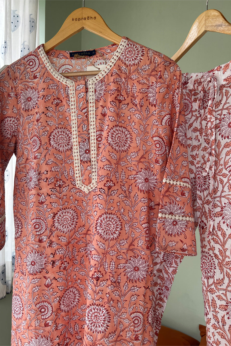 Peach Cotton Tunic (Set of Two) by Kapraaha - view 3