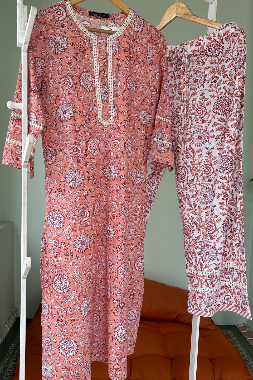 Peach Cotton Tunic (Set of Two) by Kapraaha - view 9