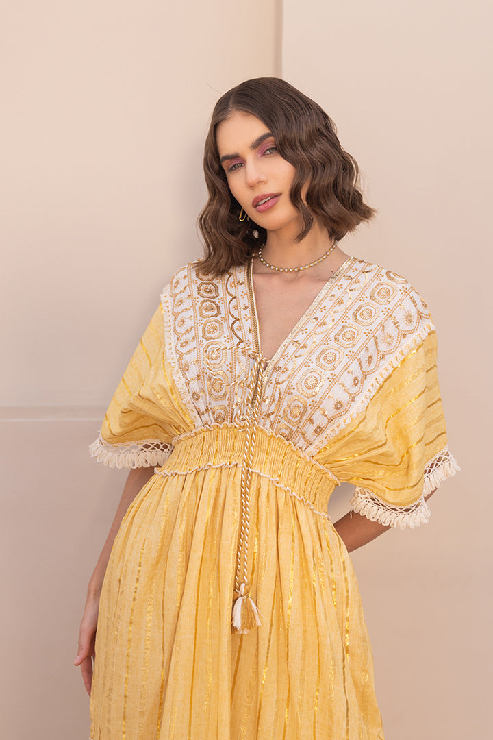 Zoya Laced Boho Kaftan-Style Resort Maxi by Label Reyya - view 5