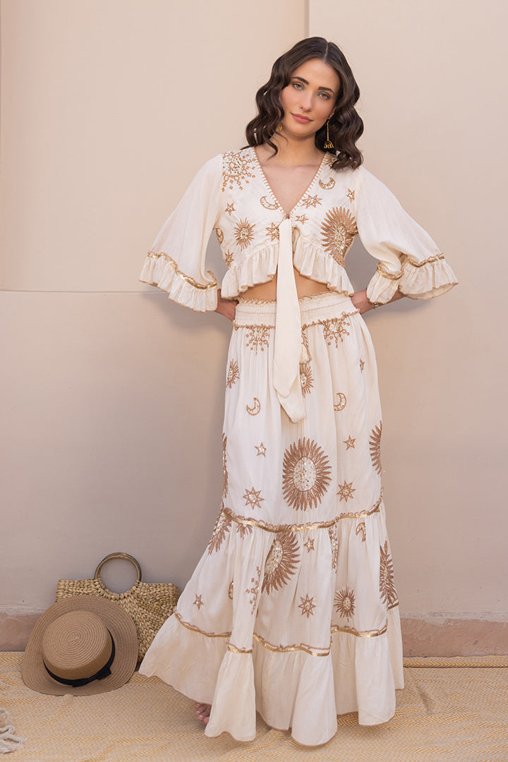 Zivaya Boho Ruffle Blouse & Skirt Cord-set by Label Reyya - view 3