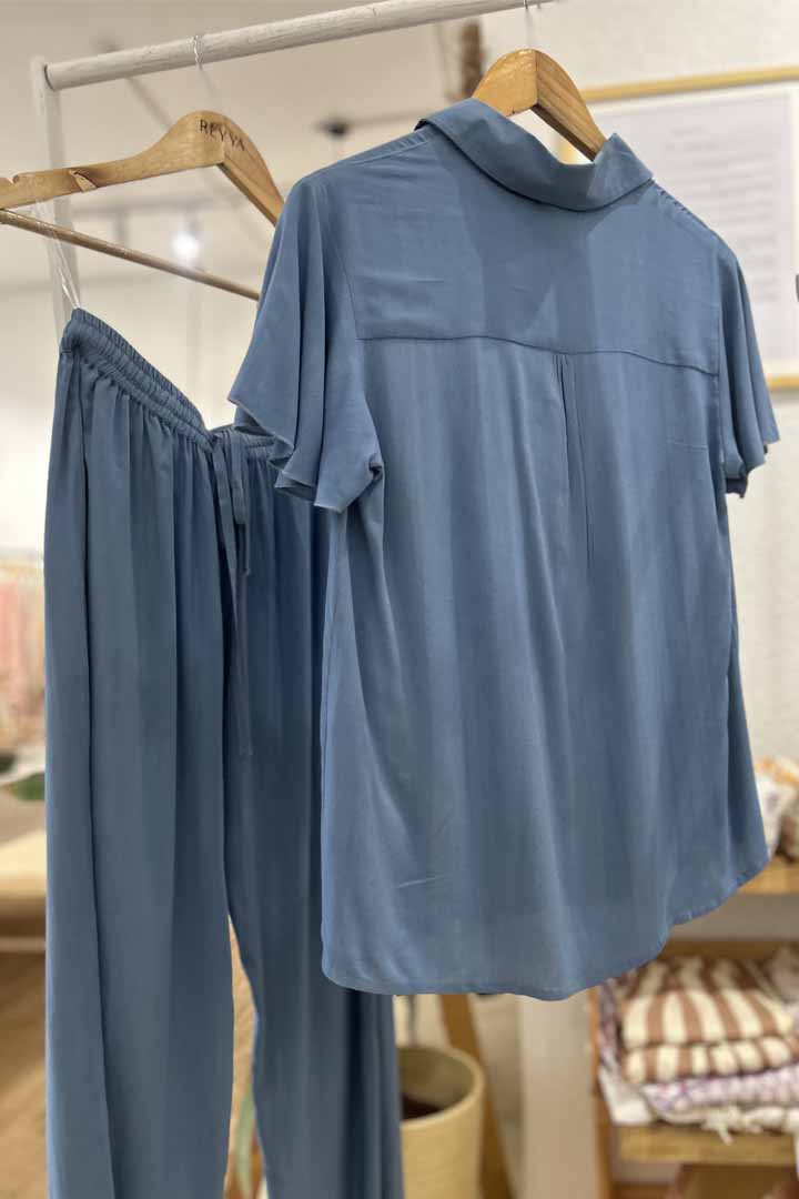 Solid Blue Boho Cord set by Label Reyya - view 3