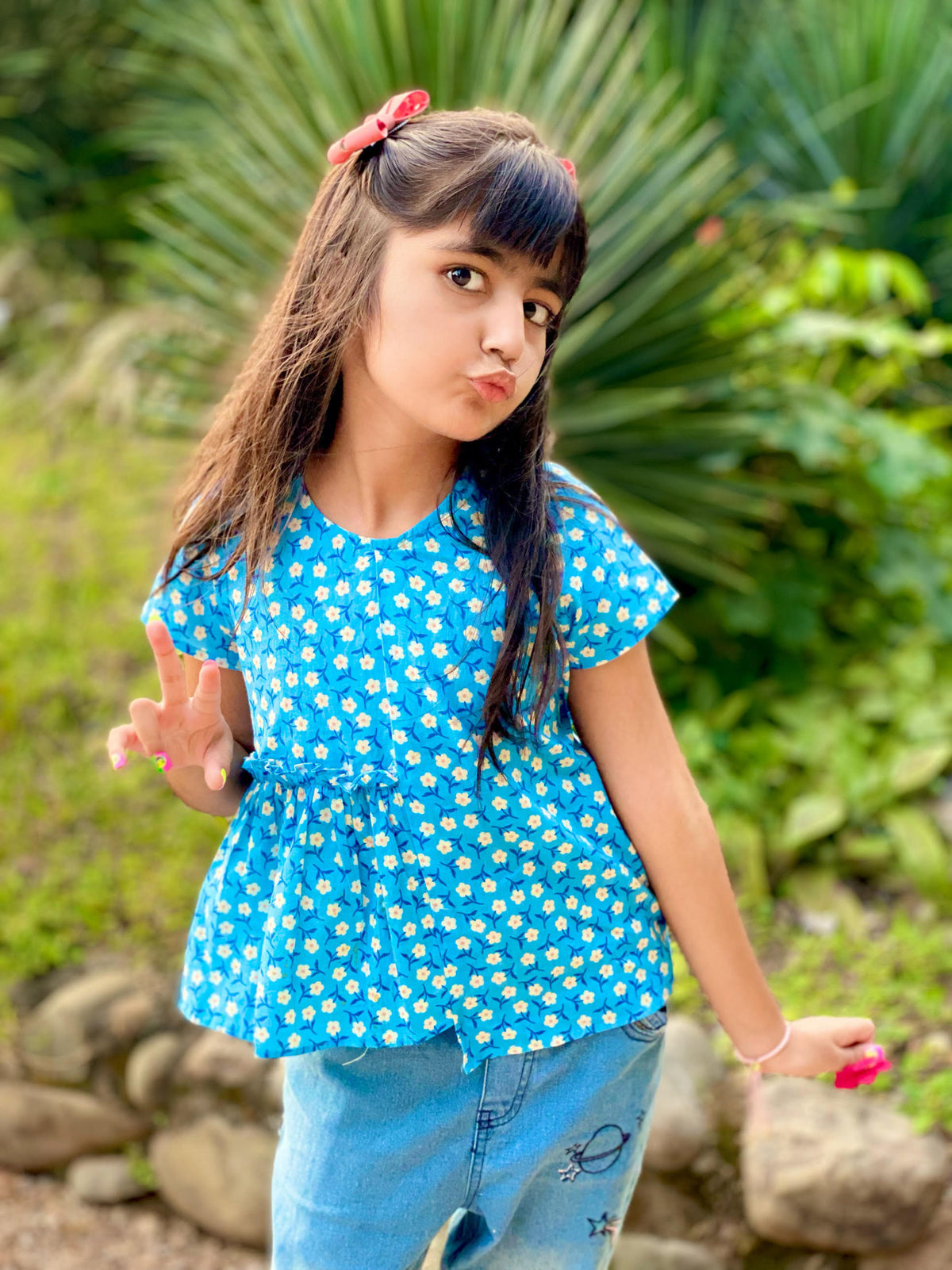 Basic Tribe All of Me Floral Cotton Top for Girls