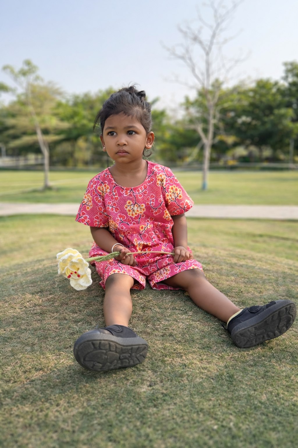 Basic Tribe Jhilmil Pink and Yellow Printed Cotton Co-ord Set for Girls