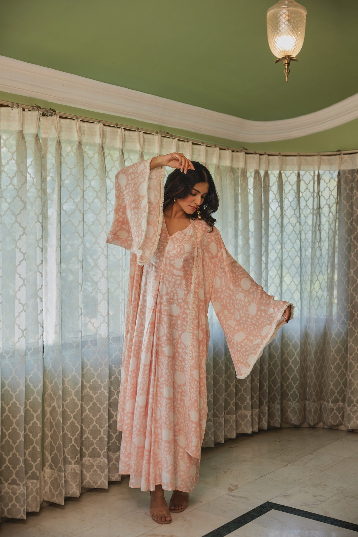 Peach Maxi Dress with Jacket by Kapraaha - view 8