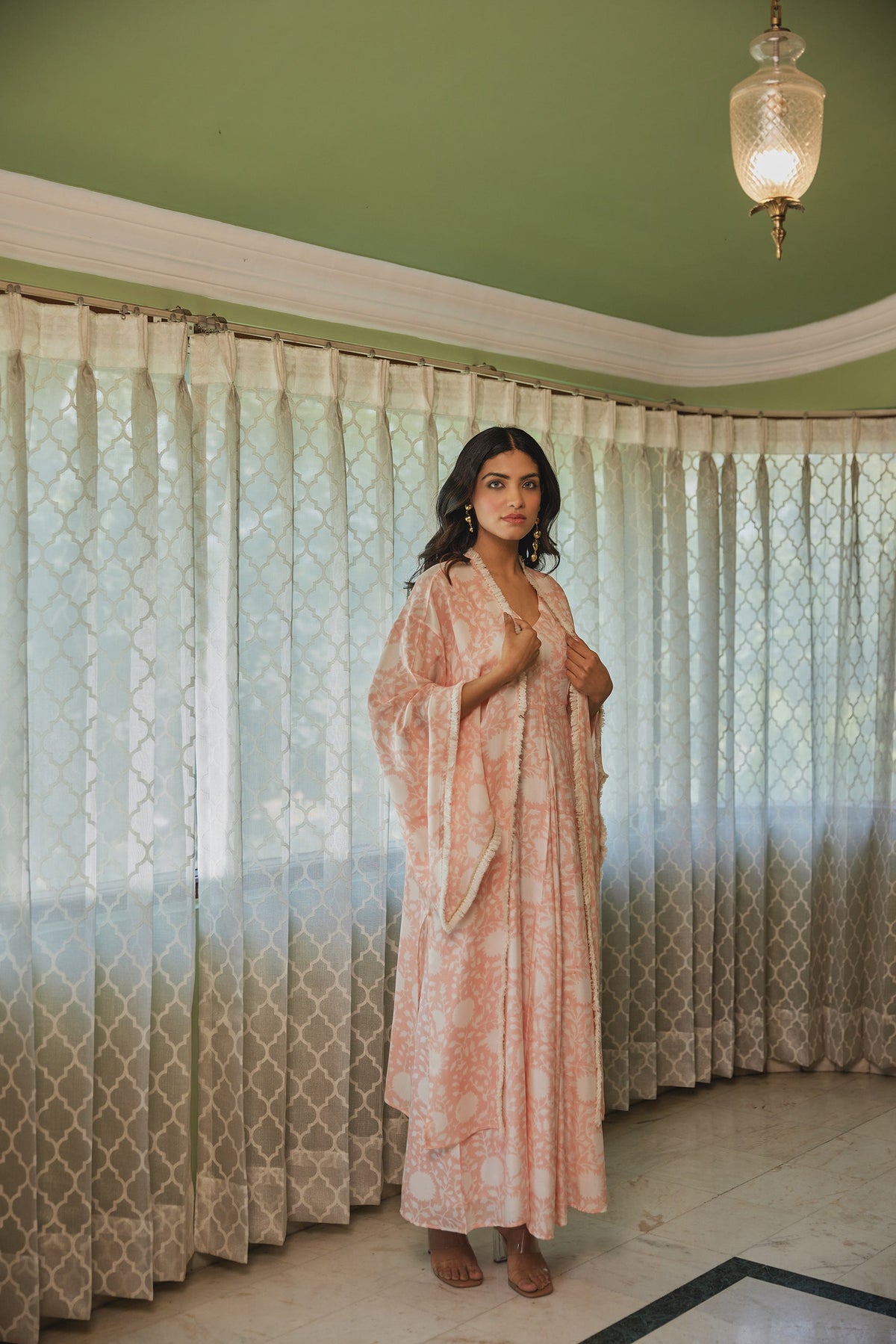 Peach Maxi Dress with Jacket by Kapraaha - view 3