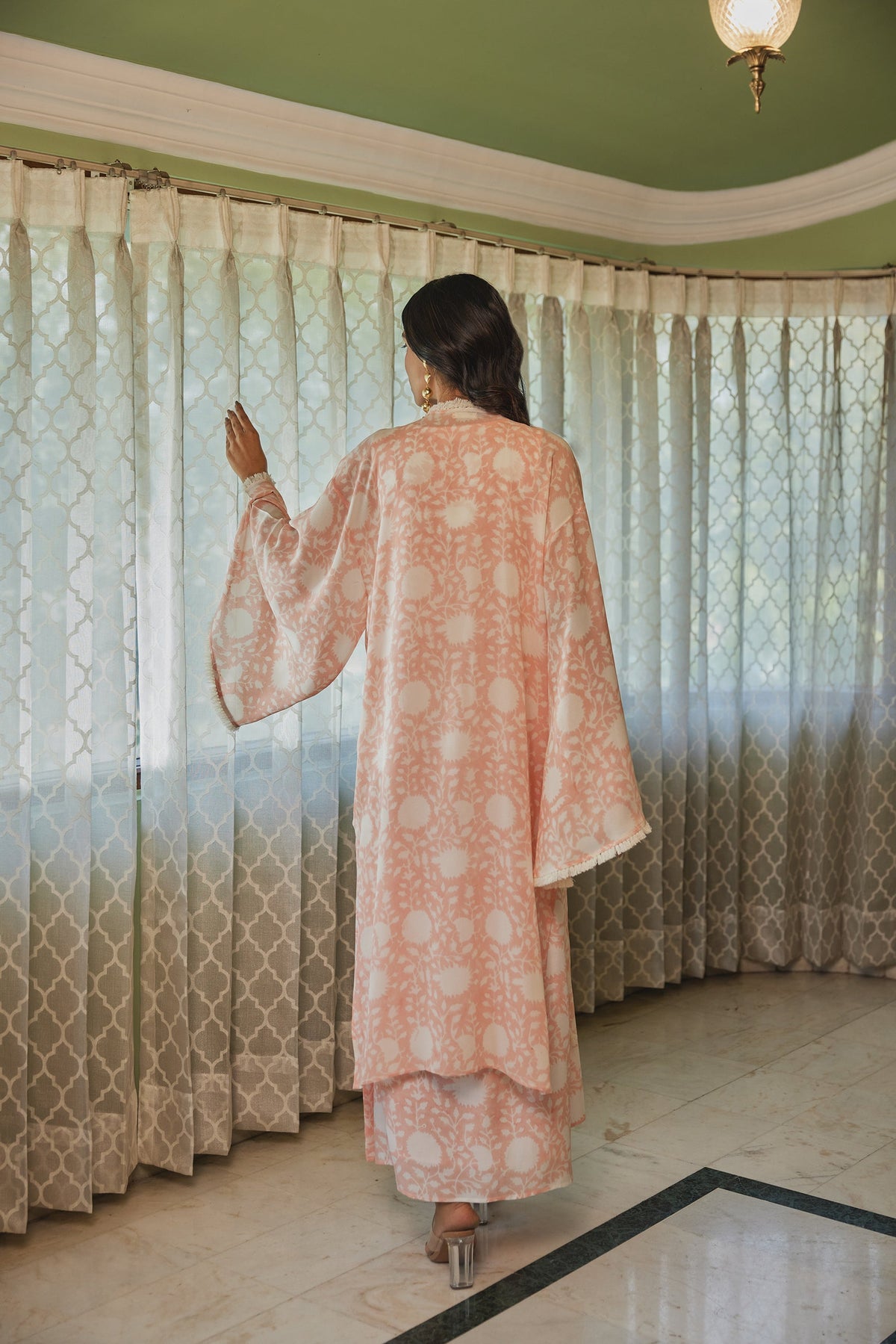 Peach Maxi Dress with Jacket by Kapraaha - view 4