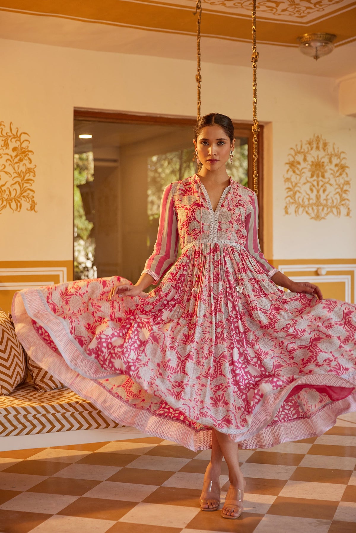 Pink Floral Maxi Dress by Kapraaha - view 8