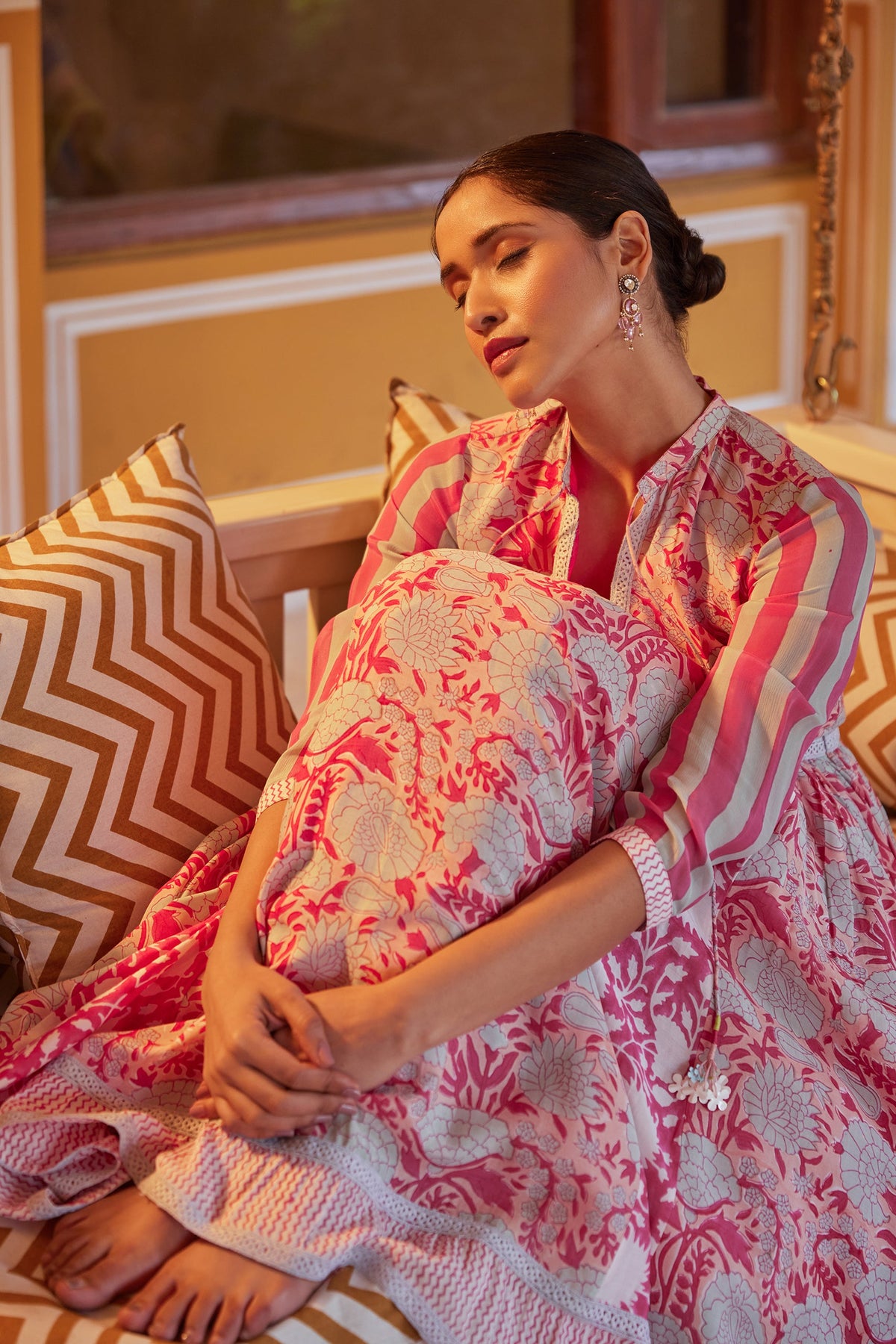 Pink Floral Maxi Dress by Kapraaha - view 6